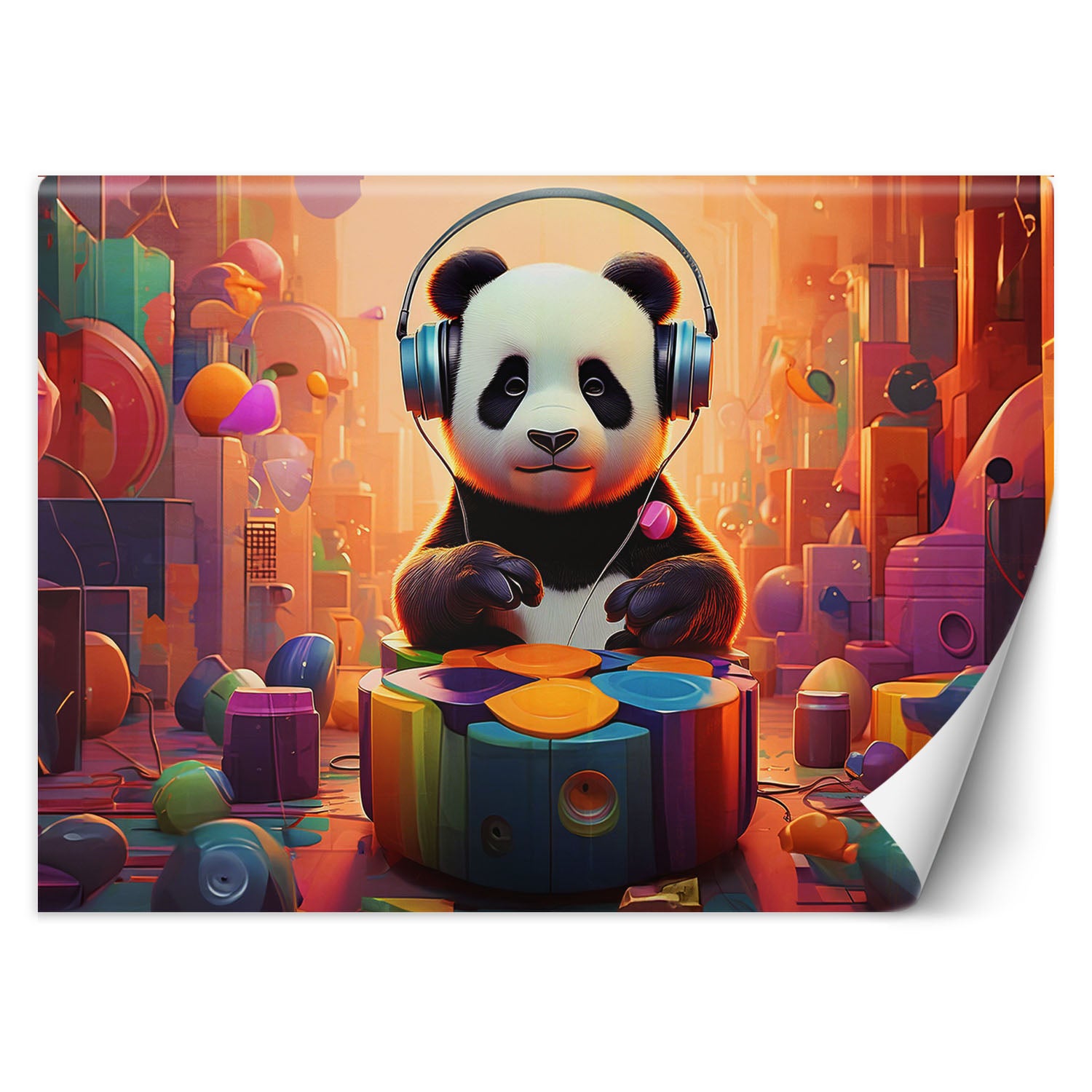 Fototapeta, Panda w słuchawkach 250x175