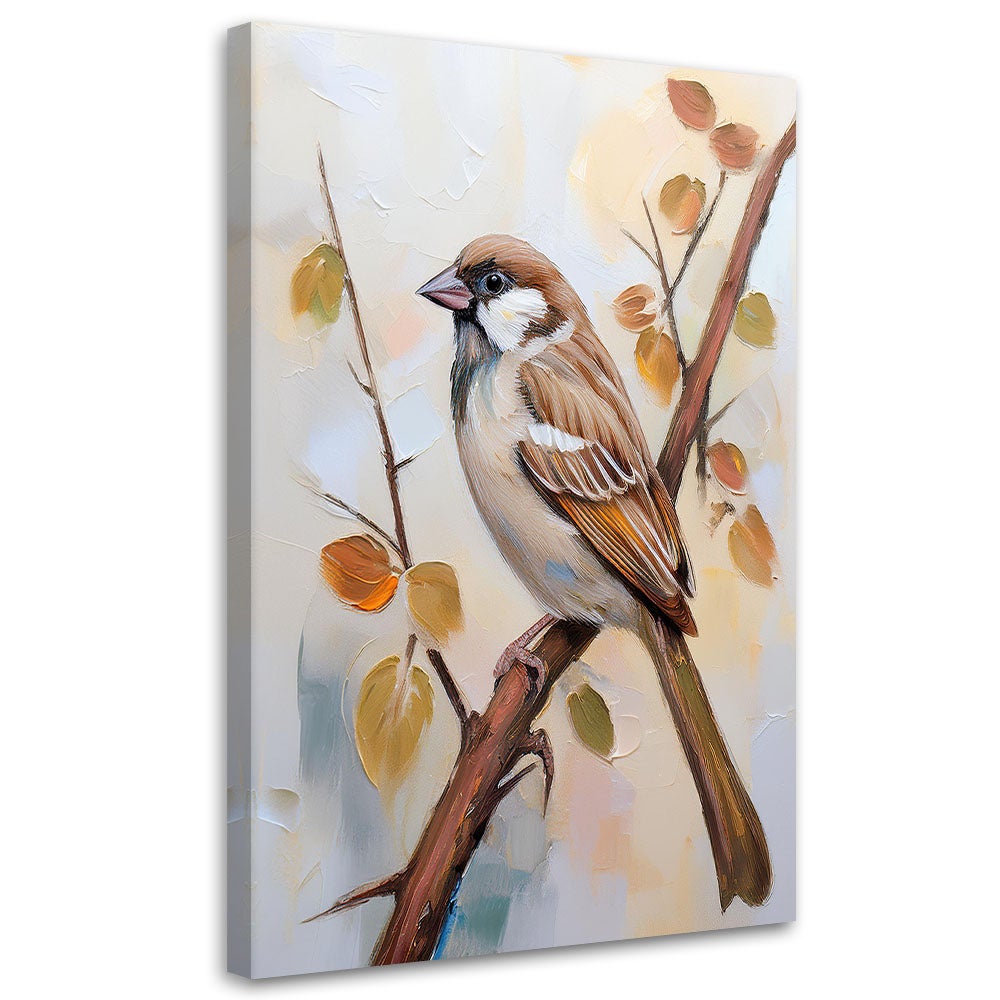 Obraz na płótnie, Ptak na gałęzi boho 60x90