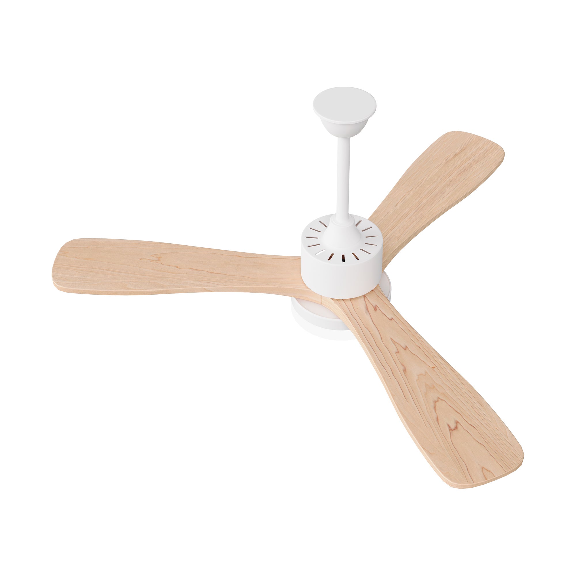 Ventilateur de plafond 2-en-1 couleur bois naturel avec éclairage LED (modèle à 3 pales de 42 pouces en bois massif), L106.6cm - 12