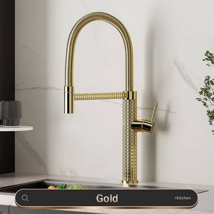 Jednouchwytowa miedziana bateria kuchenna z ciepłą i zimną wodą do zlewozmywaka i 60 cm rurą wlotową