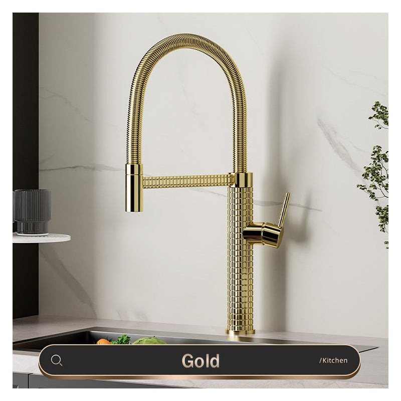 Jednouchwytowa miedziana bateria kuchenna z ciepłą i zimną wodą do zlewozmywaka i 60 cm rurą wlotową