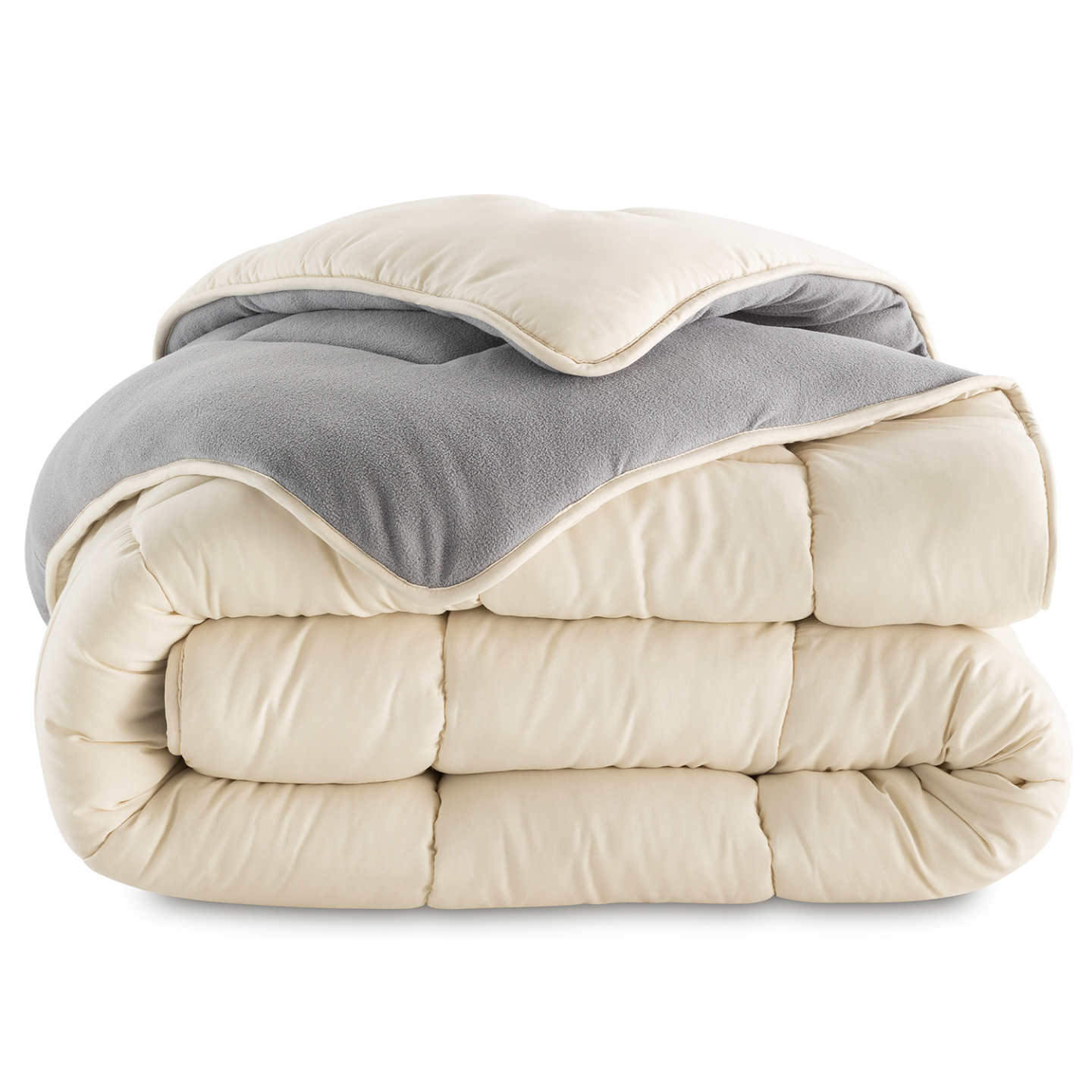 Couette 220x240 CM ZOE polaire biface gris et crème 400 gr - 2