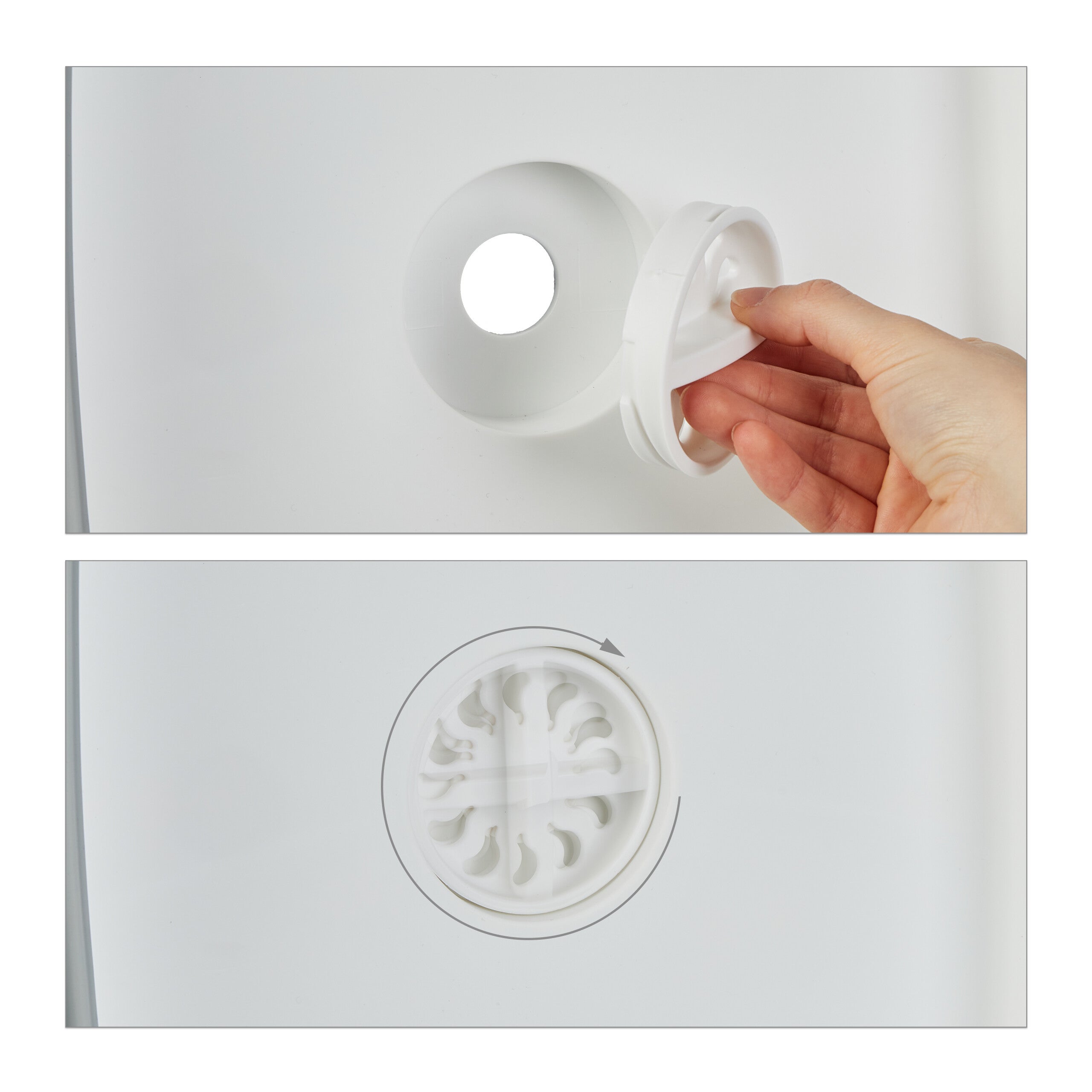 Barreño con desagüe, fregadero plegable, 9 L, lavabo de camping, 20 x 31 x 31 cm, Blanco/Gris, Relaxdays - 6