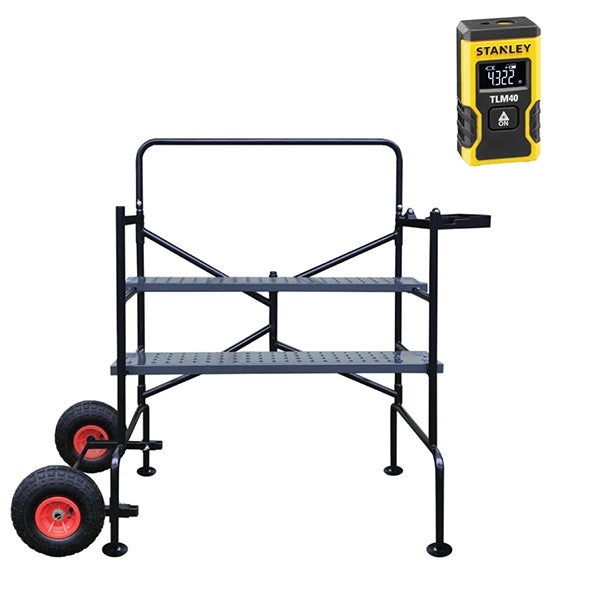 Echafaudage jardin - Hauteur de travail de 2.33 à 2.85m - 2 roues Ø 250mm - Plateau 1,13x0,20m + Télémètre laser STANLEY - 2400880-LASER