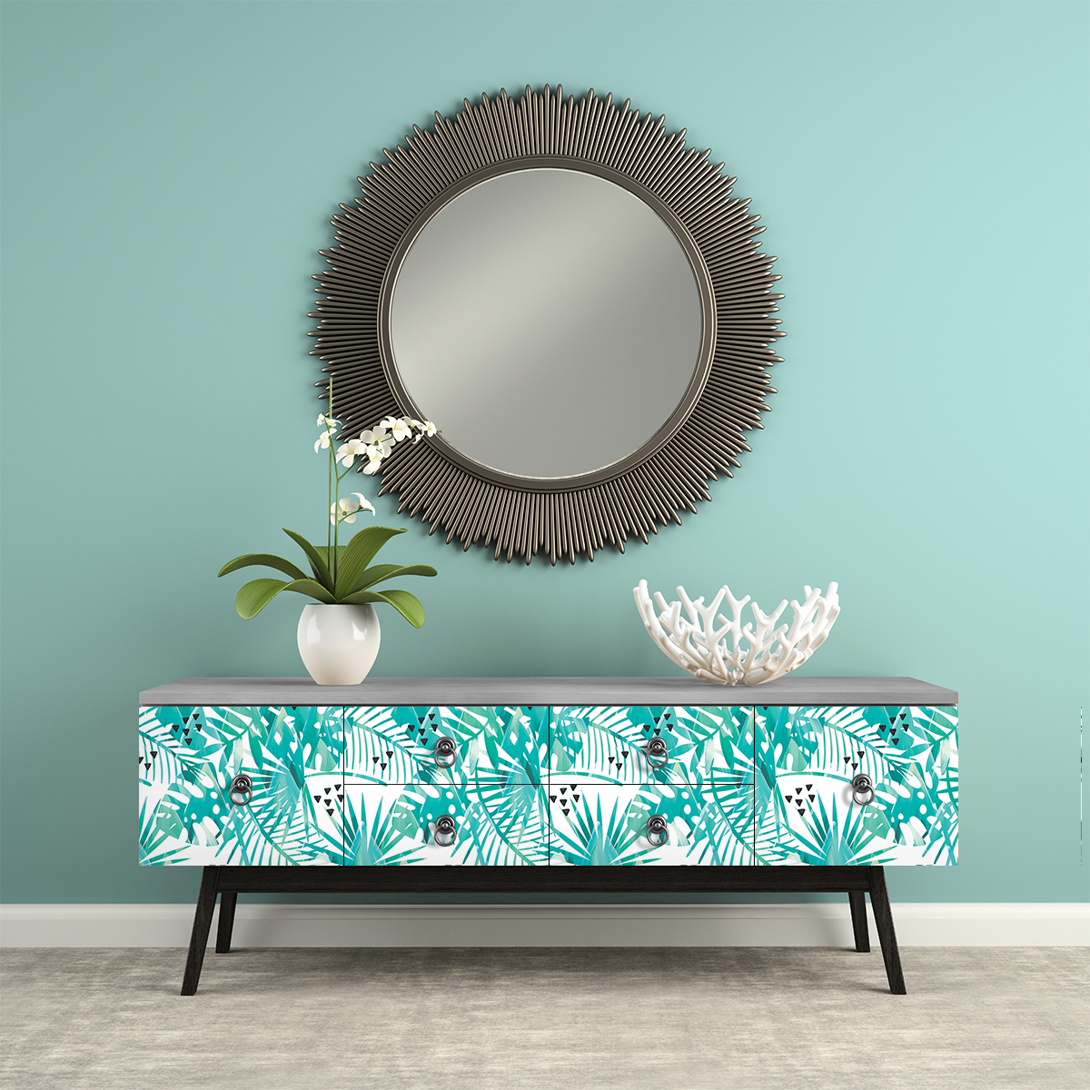 Vinilo muebles tropical ua-pou - adhesivo de pared - revestimiento sticker mural decorativo - 60x90cm