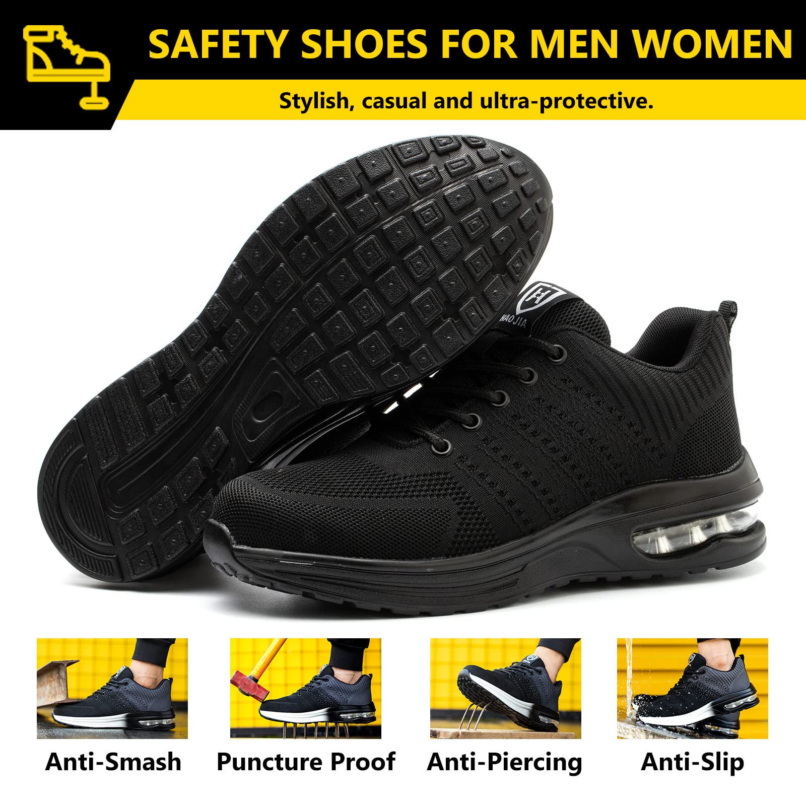 Chaussures de Sécurité Hommes Femmes Légère Basket Securite Confortable Antidérapante Chaussures de Travail Respirantes - 5