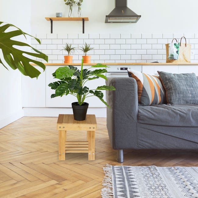 Sgabello Poggiapiedi In Bambù Relaxdays - 24,5x25x27 Cm, Portata 100 Kg, Naturale Per Casa E Bagno - Foto 3