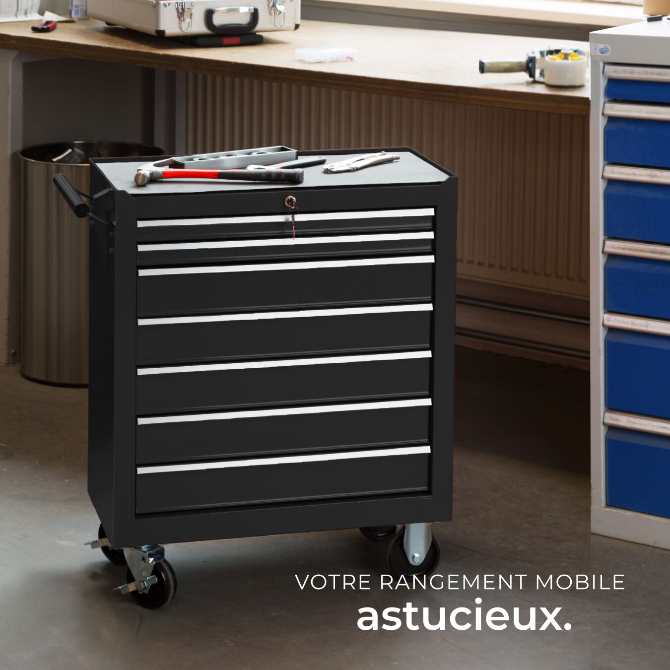 Servante d'atelier en acier avec 7 compartiments 69 x 33 x 79 cm TECTAKE - 7