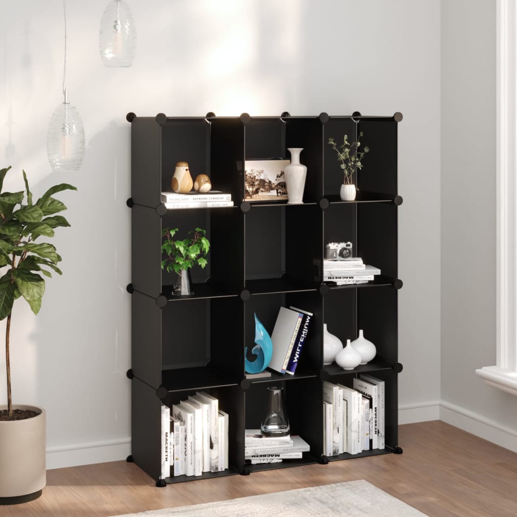 Estante cúbica com 12 compartimentos em PP preto – ComfortXL - 2