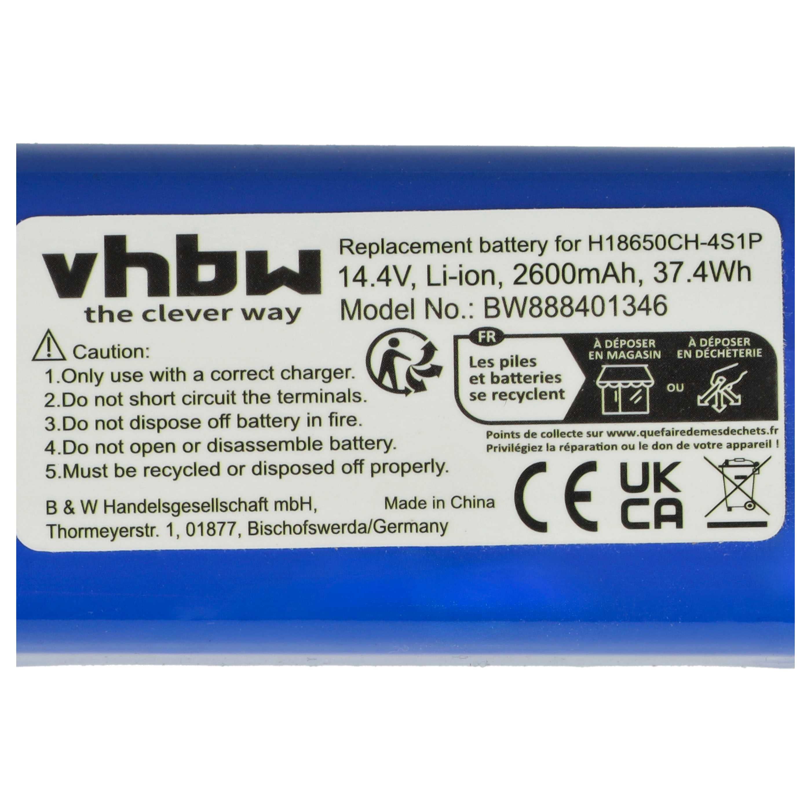vhbw Batterie remplacement pour Xiaomi H18650CH-4S1P pour aspirateur (2600mAh, 14,4V, Li-ion) - 4
