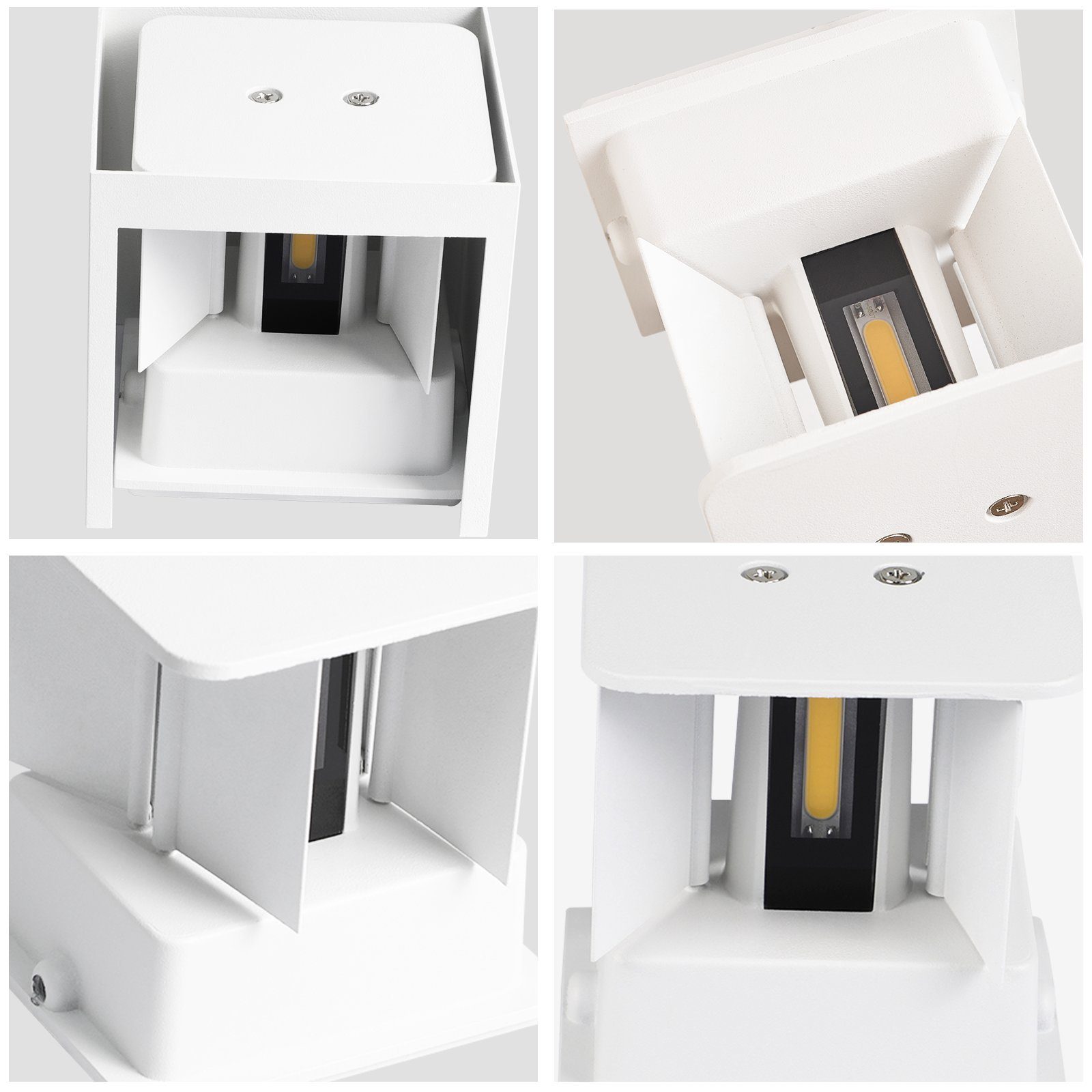 NETTLIFE Candeeiro de parede LED Pack 4 5W Exterior Interior Branca IP65 Ajustável 230V 3000K - 6