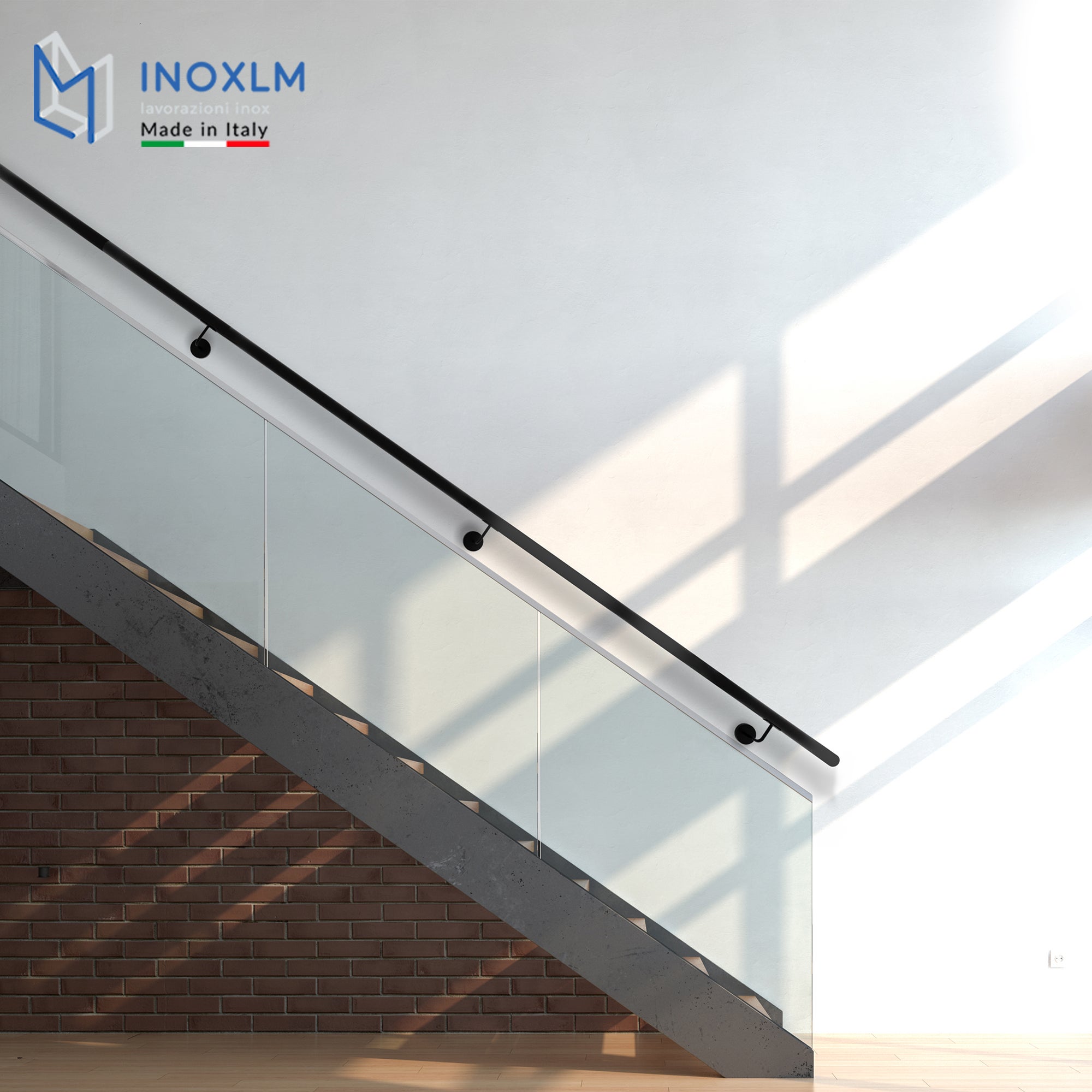 INOXLM Main courante en acier diam. 42,4 mm L 300 cm peint en noir | DIY | Main courante en acier | Escalier intérieur | Escalier extérieur - 5