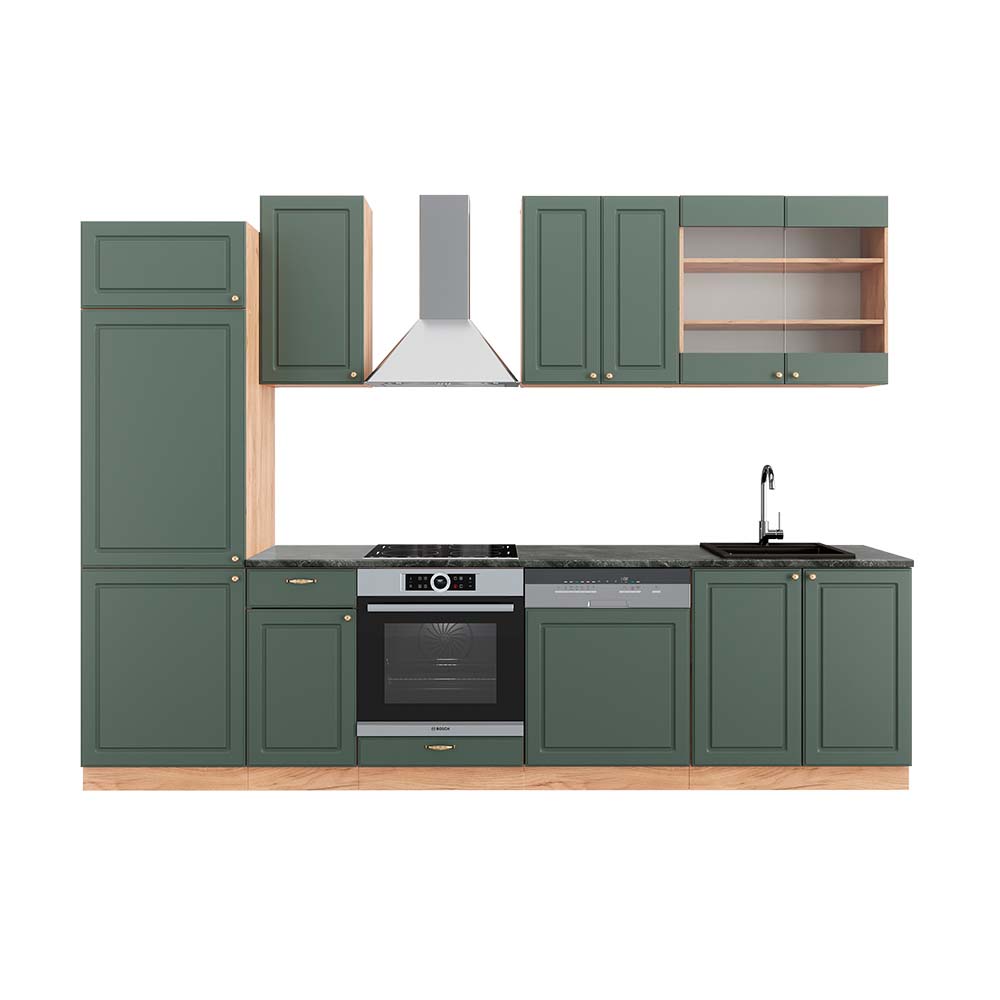 Vicco Aneks kuchenny Fame-Line, Green-Gold Country/Gold Power Oak, 300 cm , BP Antracyt
