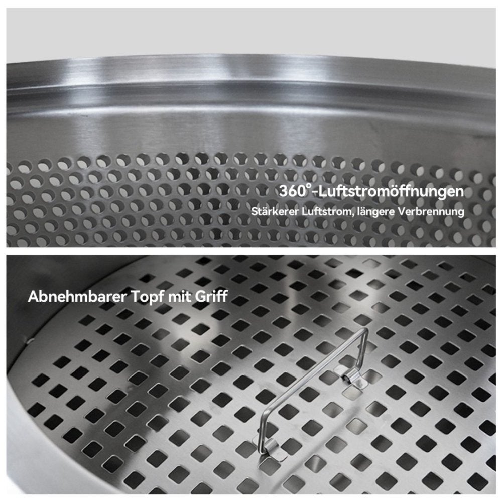 Braciere senza fumo in acciaio inox – Fuoco a legna portatile, barbecue da esterno, resistente e pratico - 3