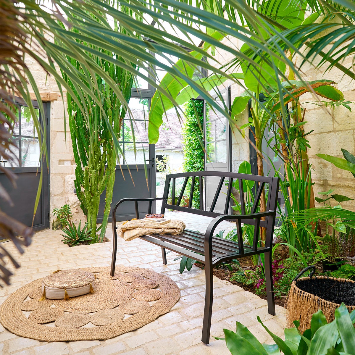 Banc de jardin Alvernia Noir - Hespéride - 7