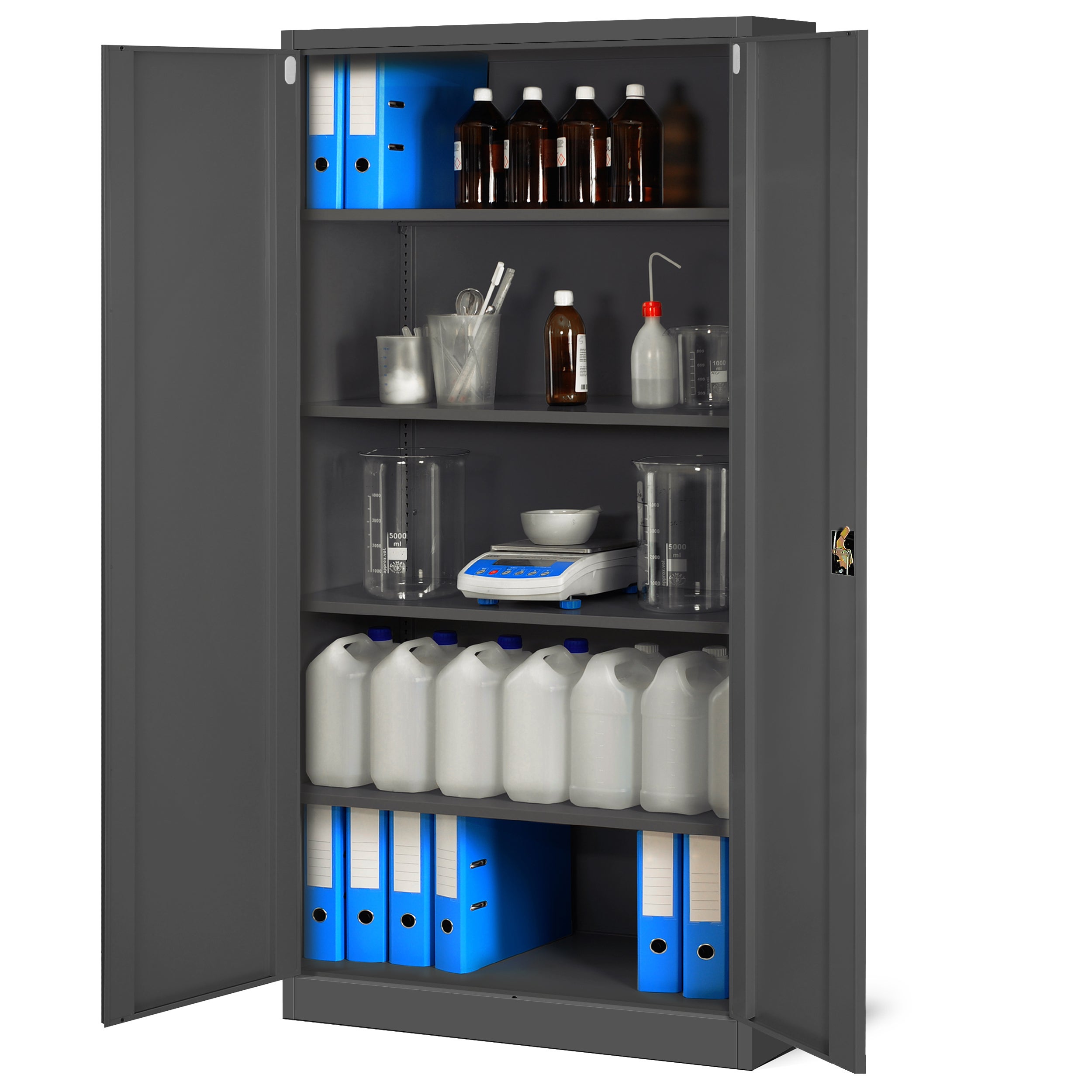 Armoire de Bureau de Rangement Métallique 4 étagères réglables 195 cm x 90 cm x 40 cm Anthracite - 5