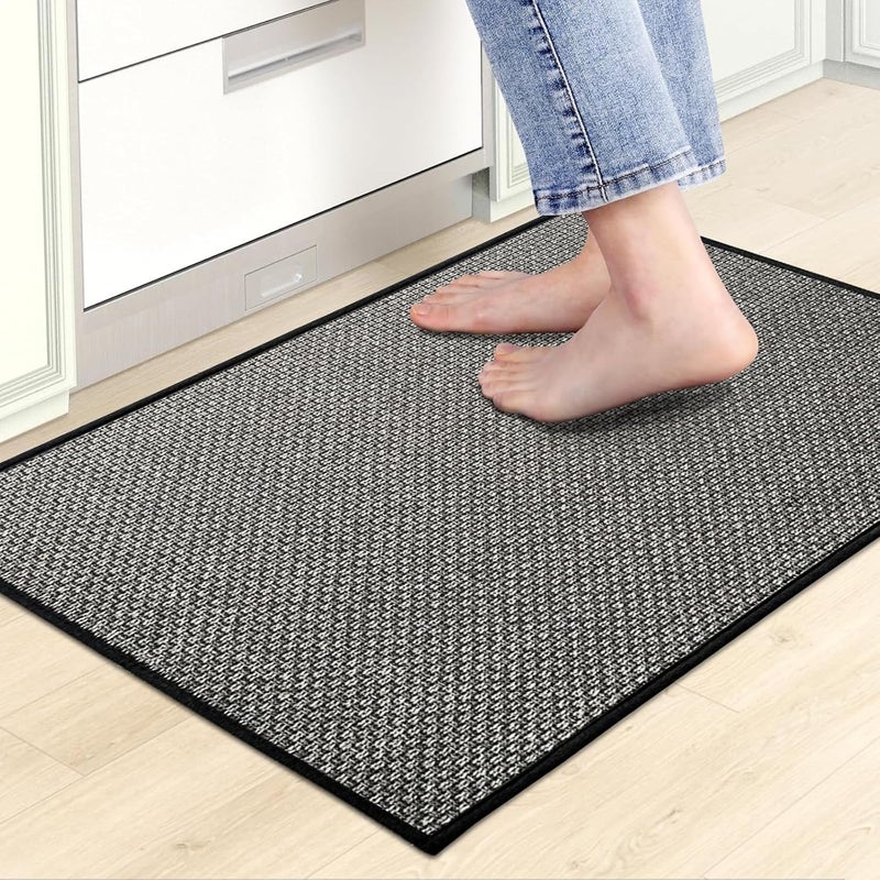 Mata kuchenna przed zlewem, zmywalna i antypoślizgowa mata do przedpokoju, łatwy w czyszczeniu dywanik do jadalni, pralni, czarny, 50 x 80 cm