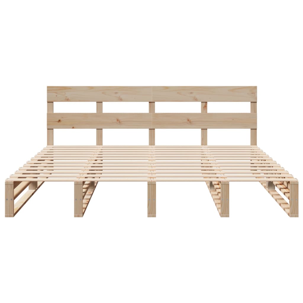 Cadre de lit sans matelas en bois massif de pin pour la chambre, 200 × 200 cm - 6