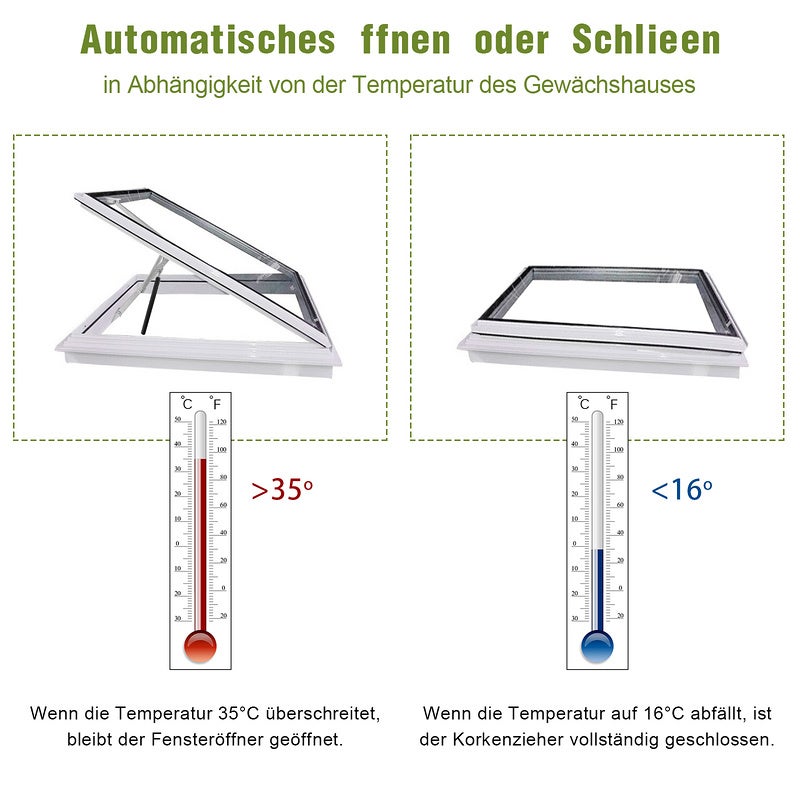 Ouverture automatique pour serre Ouverture de fenetre Effet solaire Auto Vent Toit Double ressort - 4