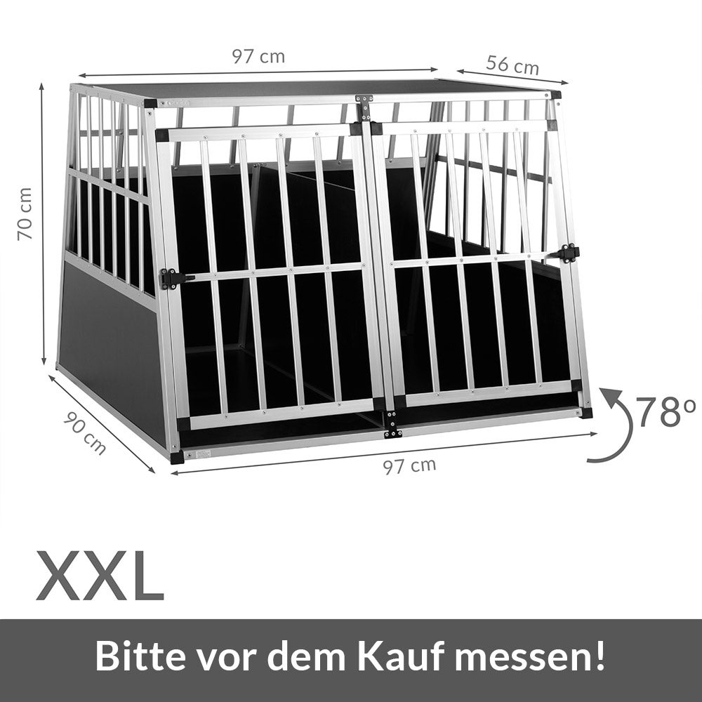 Caixa de transporte para cães XXL em alumínio 97x90x70cm - 5