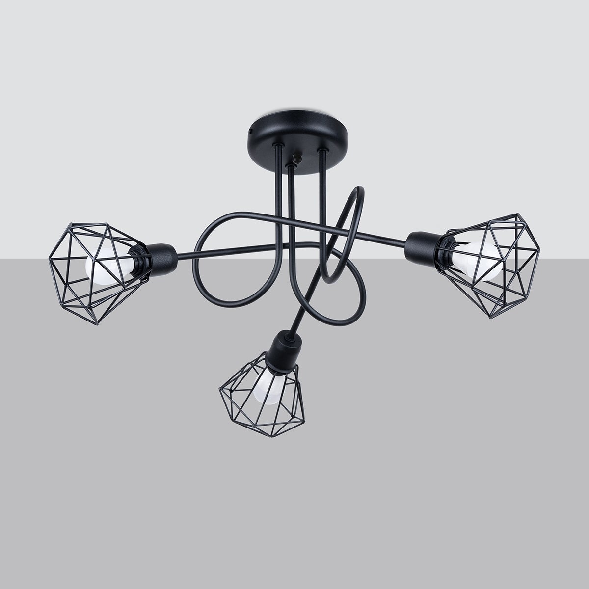 Żyrandol LUNOVA 3S czarny LED 4000K - 48x48x28.5cm Sollux