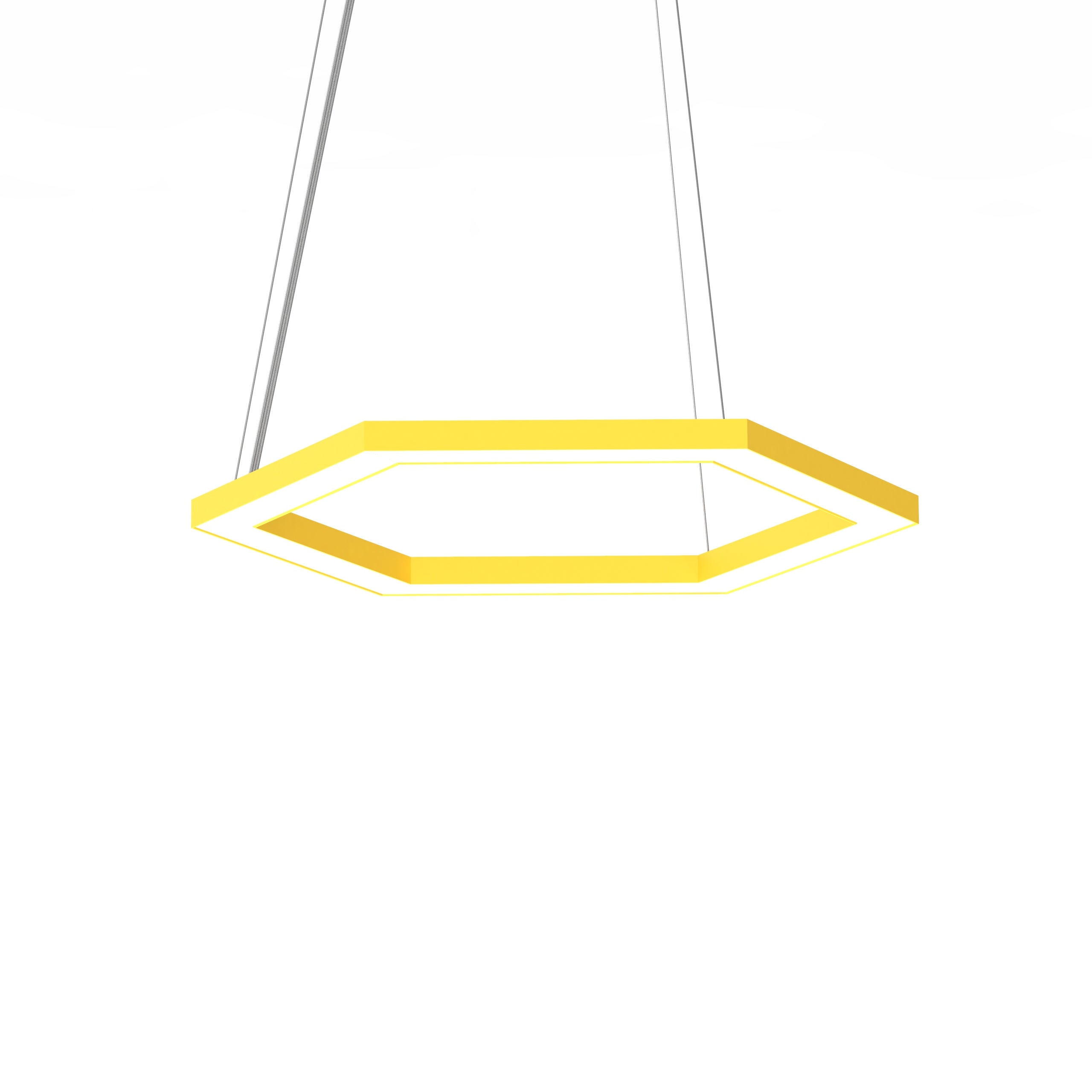 Lumicom | esagono 1x lámpara pendiente, strip led, 22w/m, 4000k, metal, amarillo, ø40cm
