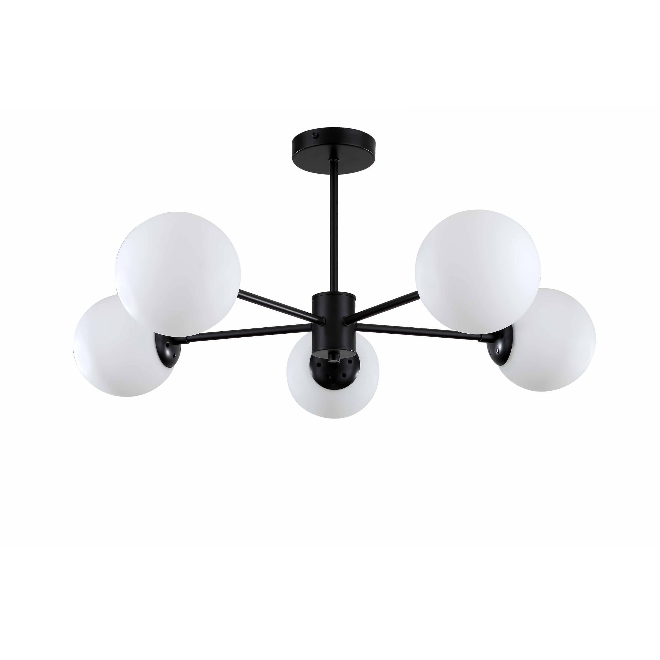 Lampa sufitowa wisząca Roma czarno-biała 5xE14x40W wym: 30 x 78,5 x 78,5 cm szkło Light Prestige