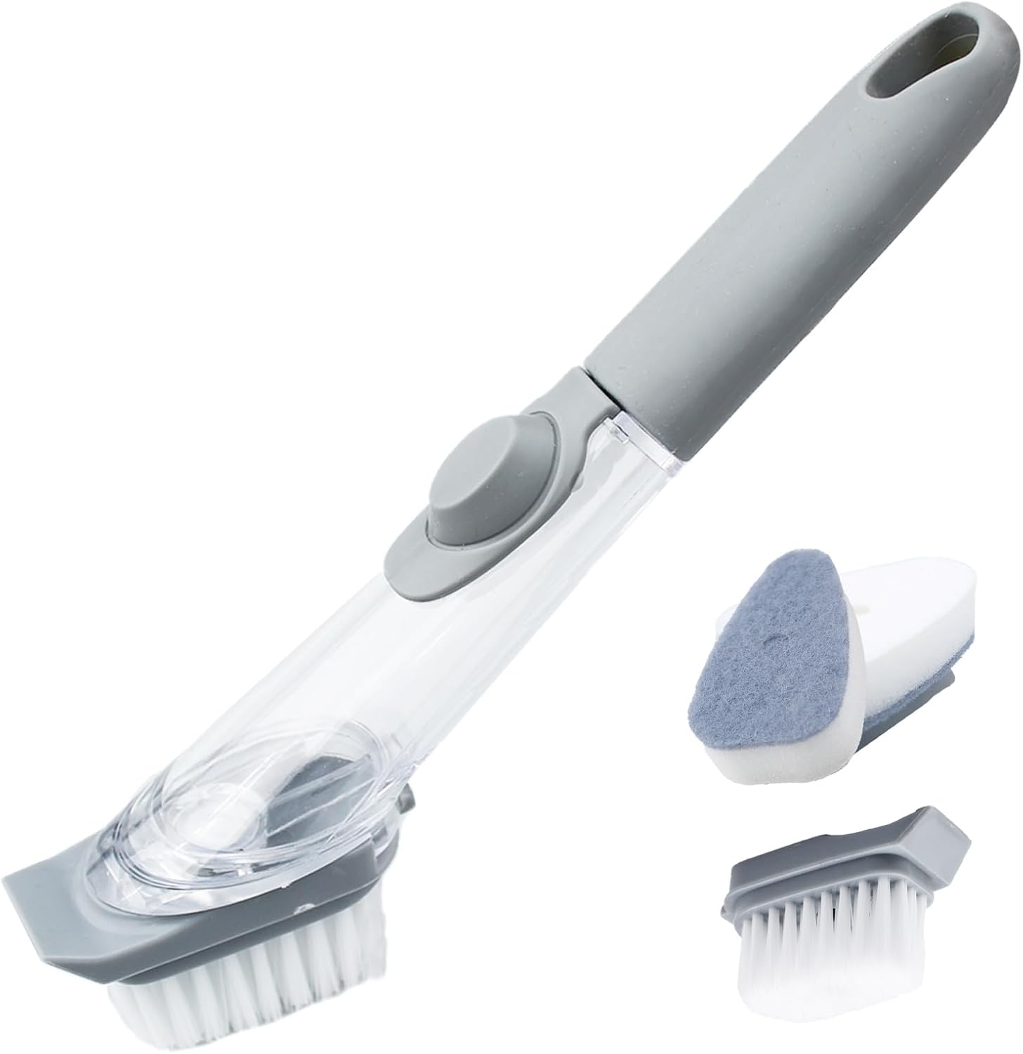 Spazzola per piatti con dispenser di sapone per lavare piatti, pentole, padelle, lavelli, lavelli, blu, confezione da 2