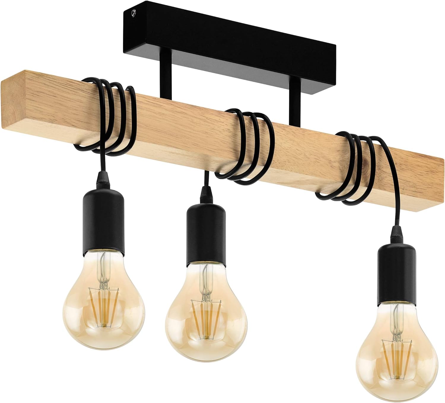 Suspension 3 Bras Hofstein Style Rétro, Bois Noir/marron, Pour Salon Ou Salle à Manger