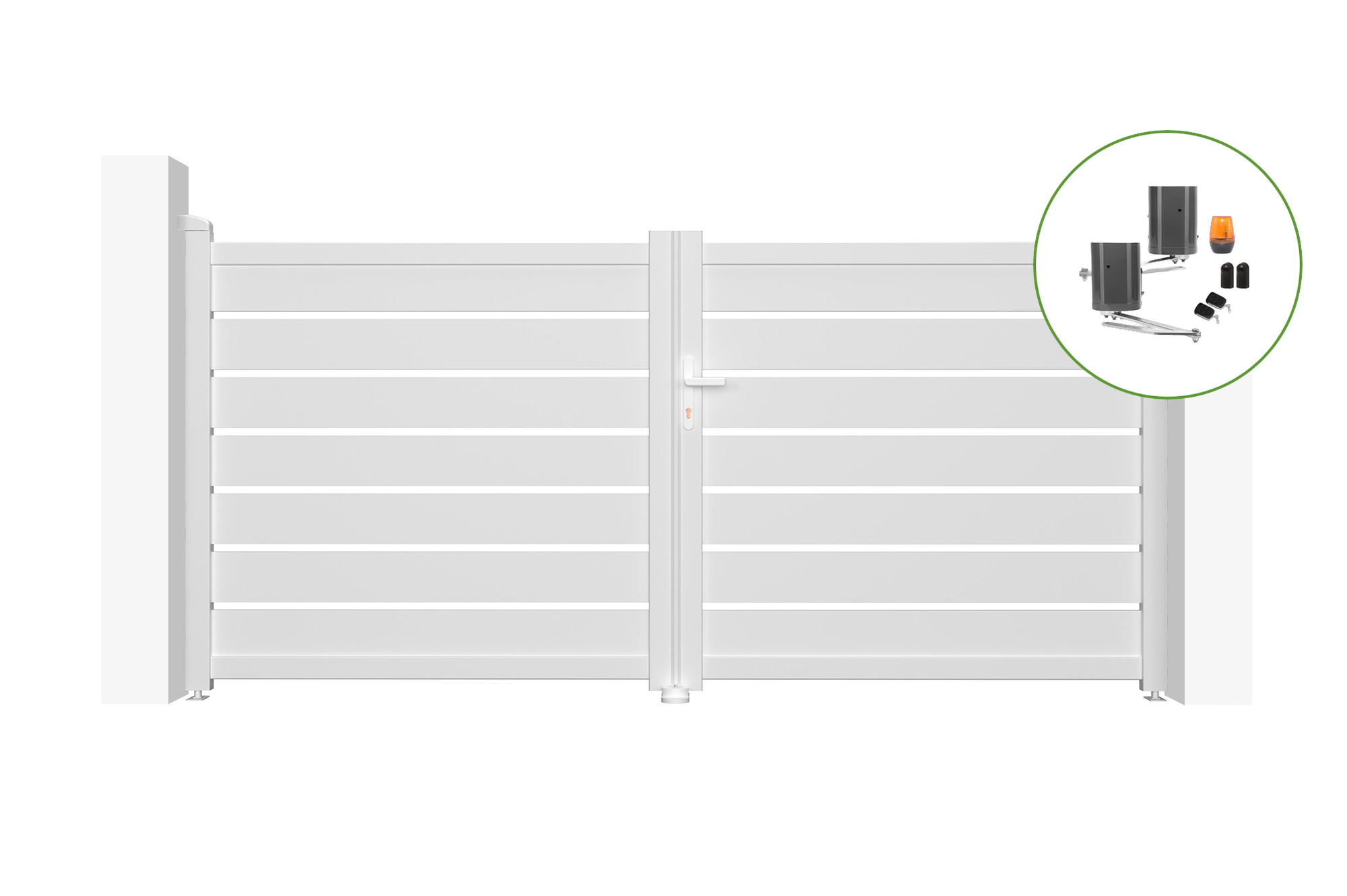 Biała elektryczna brama skrzydłowa VOGEL 300B140 + napęd BUNKER B500