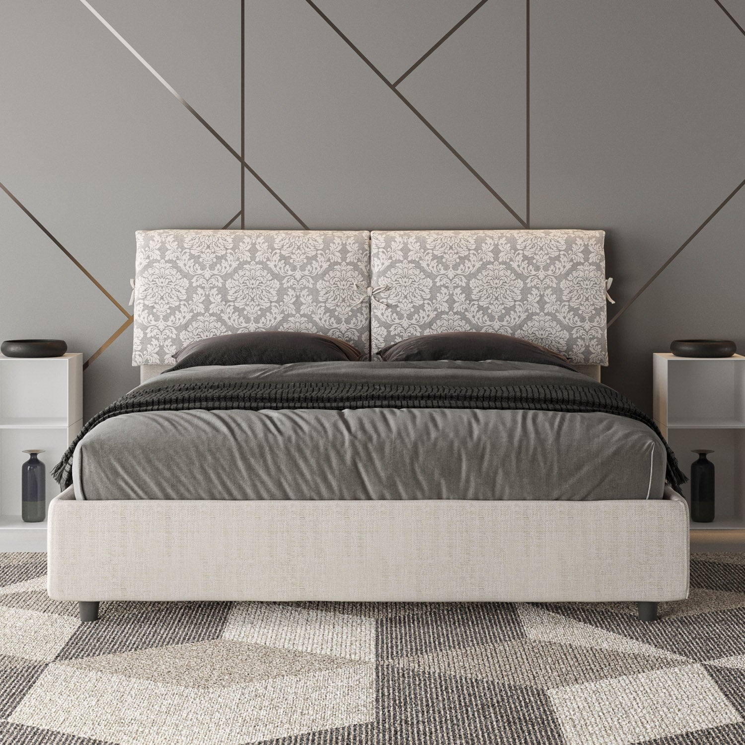 Cama con somier acolchada 160x190 tejido Giada 1 Agata 1 Mados - 2