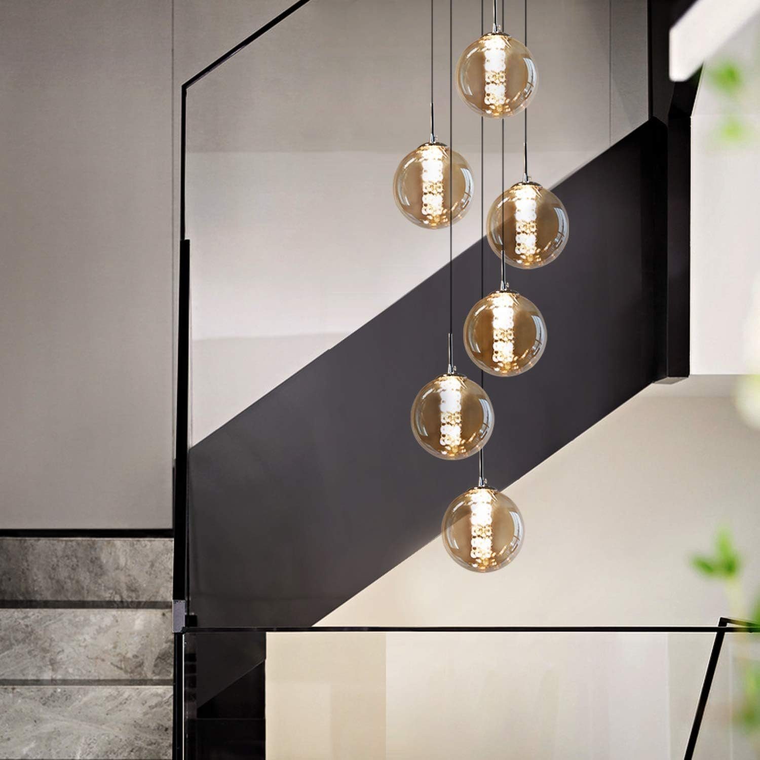 Lámpara De Techo Moderna De 4 Bombillas G9: Bolas De Cristal En Un Marco