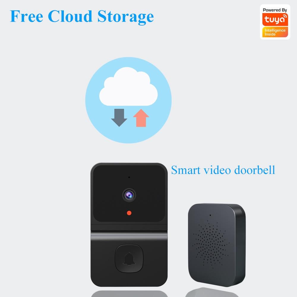 (Noir) Sonnette de porte sans fil - Sonnette vidéo HD - Sonnette vidéo Wifi avec téléphone audio bidirectionnel et visiophone - 3