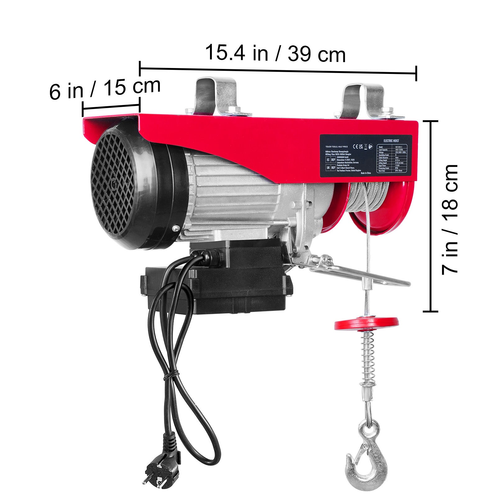Guincho elétrico SucceBuy 1320 lbs 1150 W 220 V Guincho fio aço com controle remoto sem fio Altura levantamento 40 