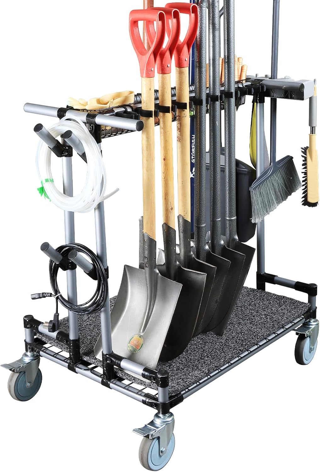 Support à Outils De Jardin Sur Roues 3 Niveaux - Organisateur Mobile Garage & Jardin