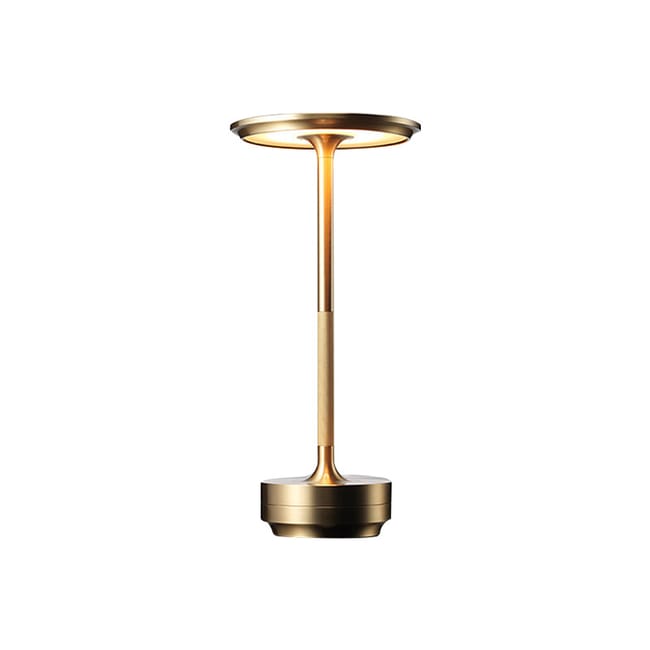 Bezprzewodowa lampa stołowa - Wodoodporna lampka biurkowa, ściemnialna i ładowalna, metalowa lampa stołowa LED, lampka nocna na baterie (złota)