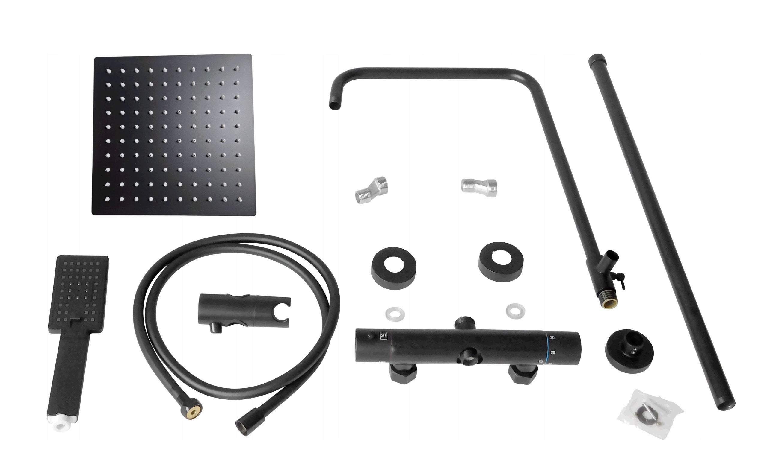 Zestaw prysznicowy z baterią termostatyczną ścienną Estiva ABO Black czarny - 3