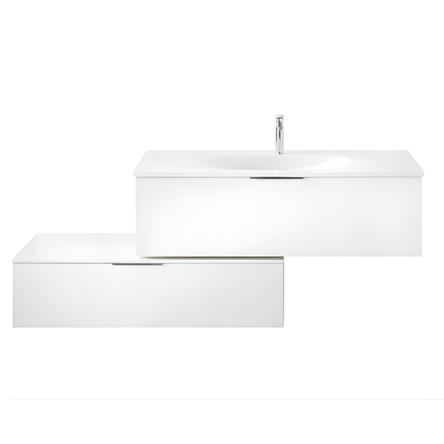 Meuble vasque 90 cm BURGBAD Olena en décalé blanc