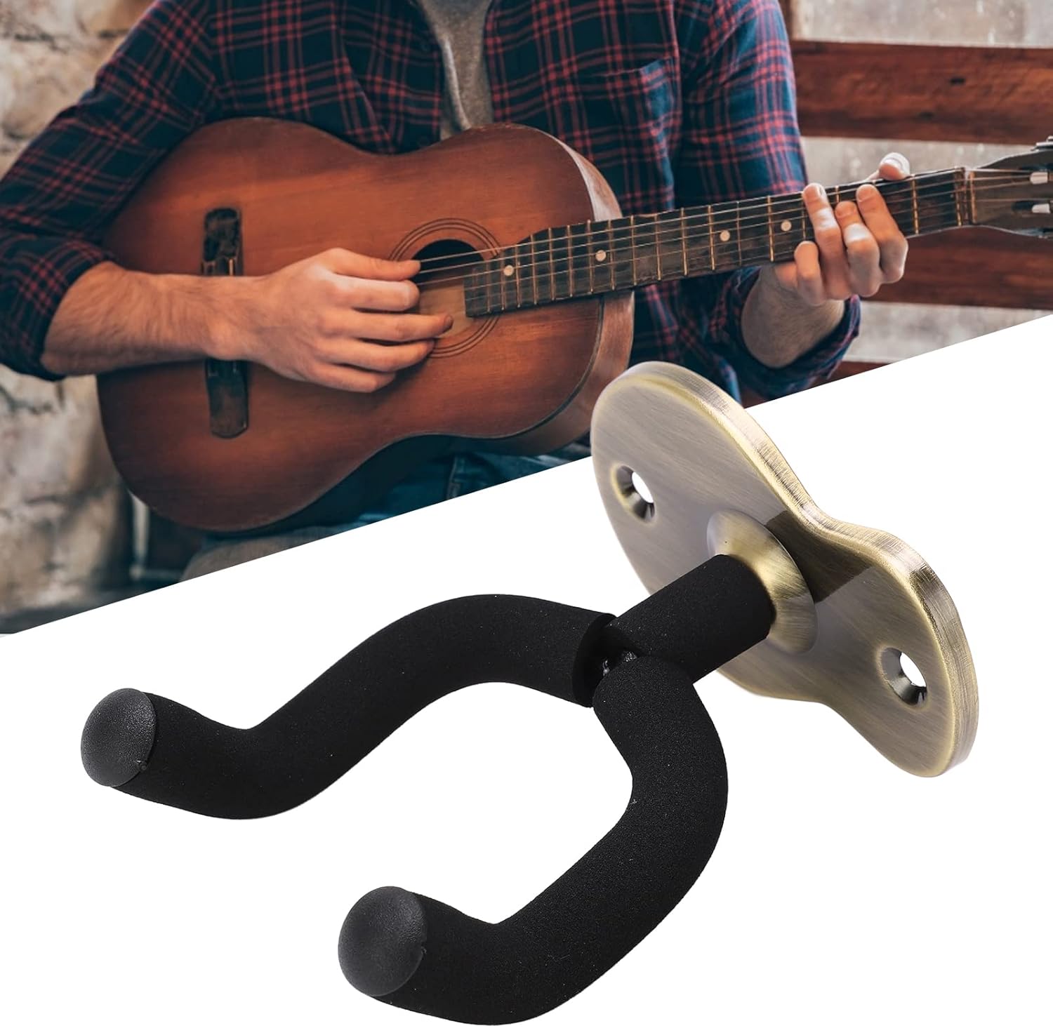 Supporto Chitarra, Porta Chitarra Da Muro Con Gancio In Gomma Girevole Per Chitarre Di Tutte Le Dimensioni, Gancio Da Parete Per Chitarra A Forma Di U - 5