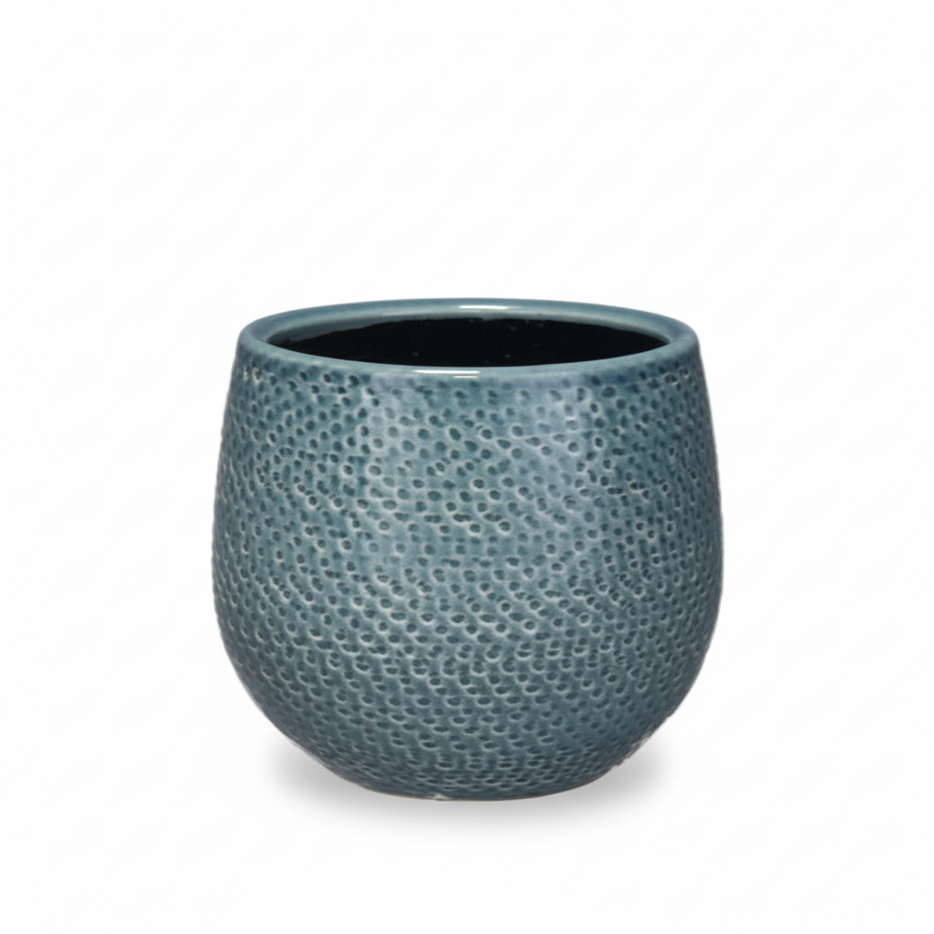 Okrągła niebieska doniczka Gabriel – średnica 14 cm, kolor niebieski – MOSELOTA