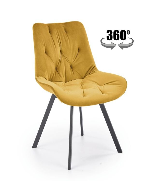 Krzesło tapicerowane K519 VELVET musztardowe obracane