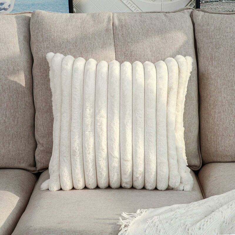 Set di 2 federe per cuscini in pelliccia sintetica morbida, 50 x 50 cm, per divano letto, auto
