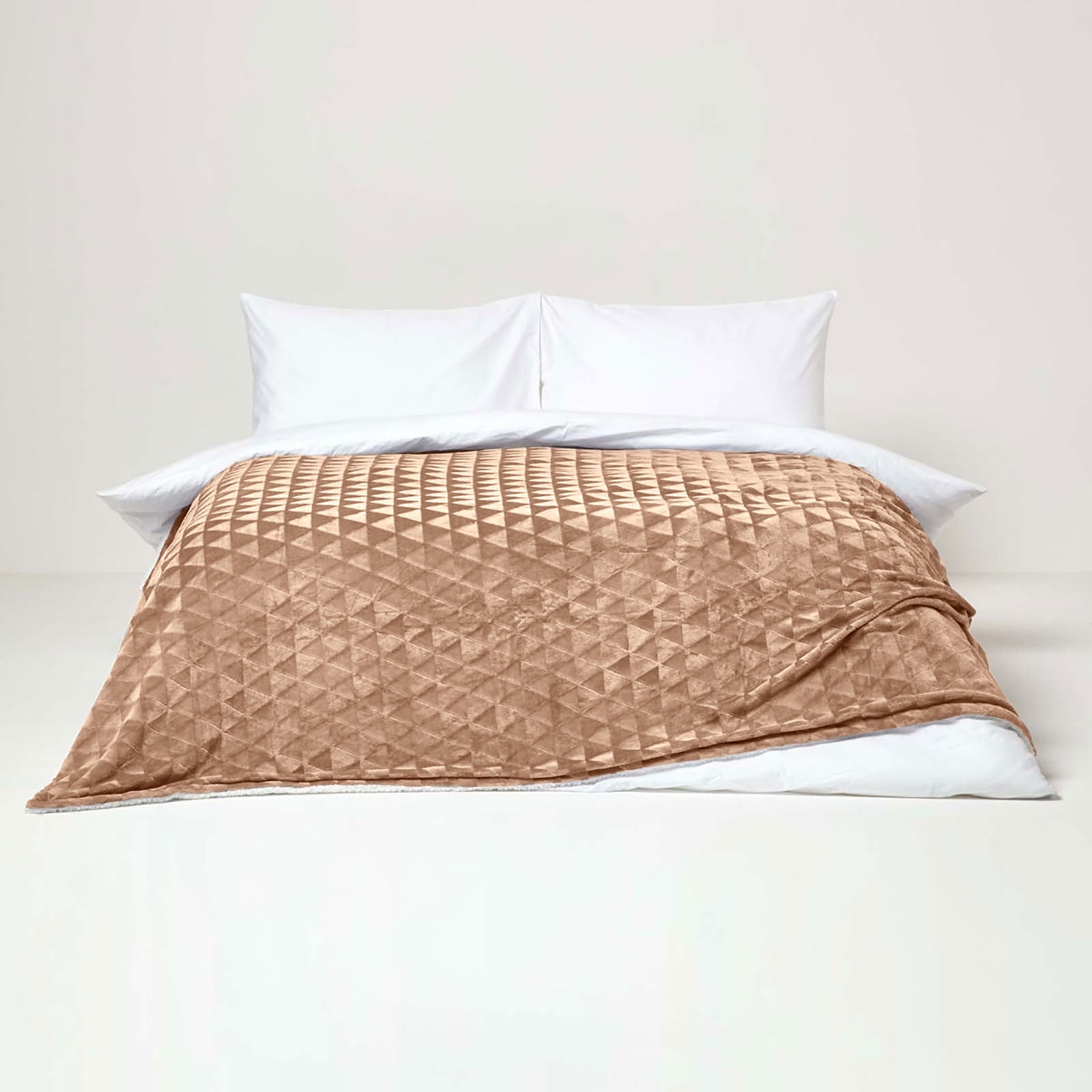 Homescapes Plaid polaire Marron clair et revers sherpa, 200 x 230 cm - 3