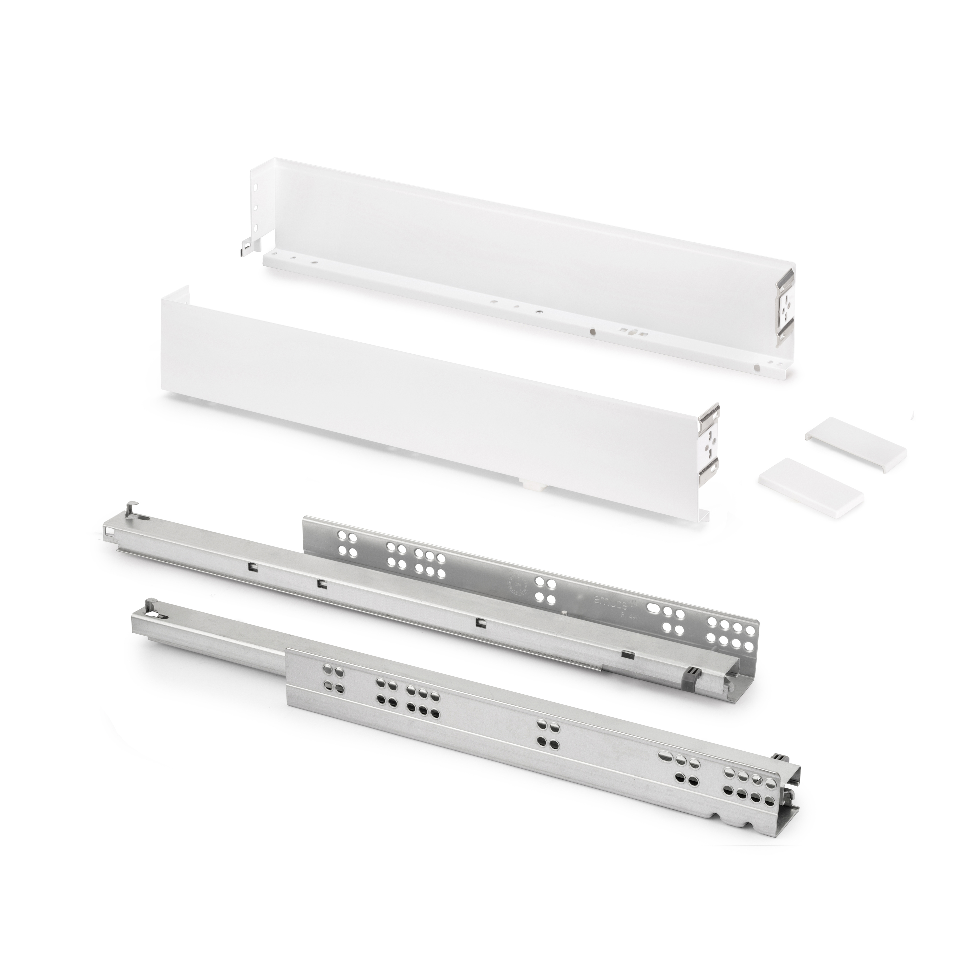 Emuca Szuflada zewnętrzna Simplex 25 kg, wysokość 88 mm, głębokość 490 mm, Stal, Malowany na biało