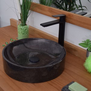 Vasque ronde à poser en marbre noir, Irina