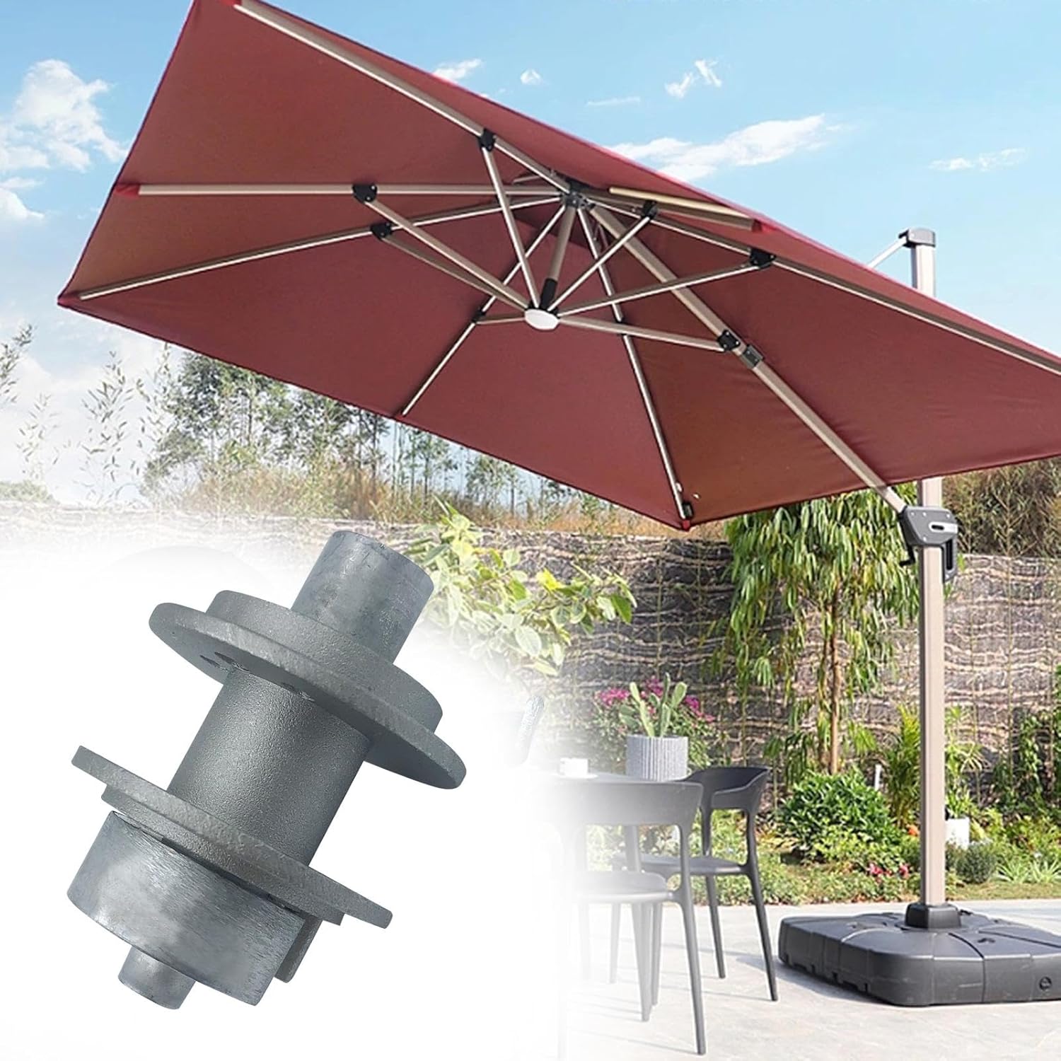 Pièce Détachée de Parasol, Pièces de Rechange pour Parasol Déporté, Support de latéral Fixation de Parapluie pour Jardin, Plage, Anneau de bobine - 4