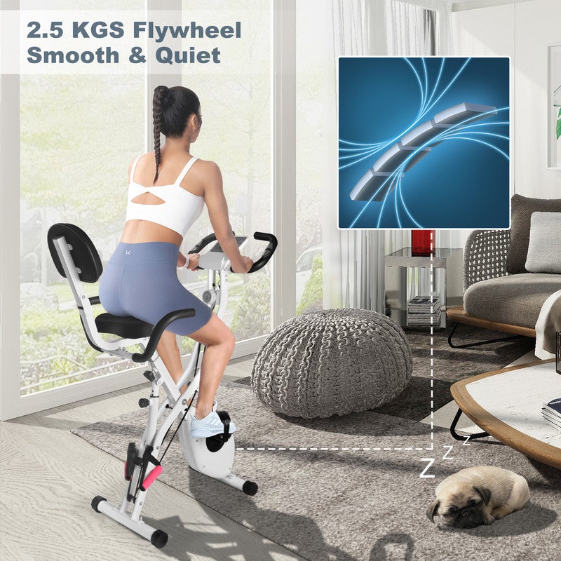 Bicicleta ergométrica dobrável Hamlody 3em1,resistência magnética ajustável de 8 níveis,selim extra largo,monitor de frequência cardíaca,tela LCD - 5