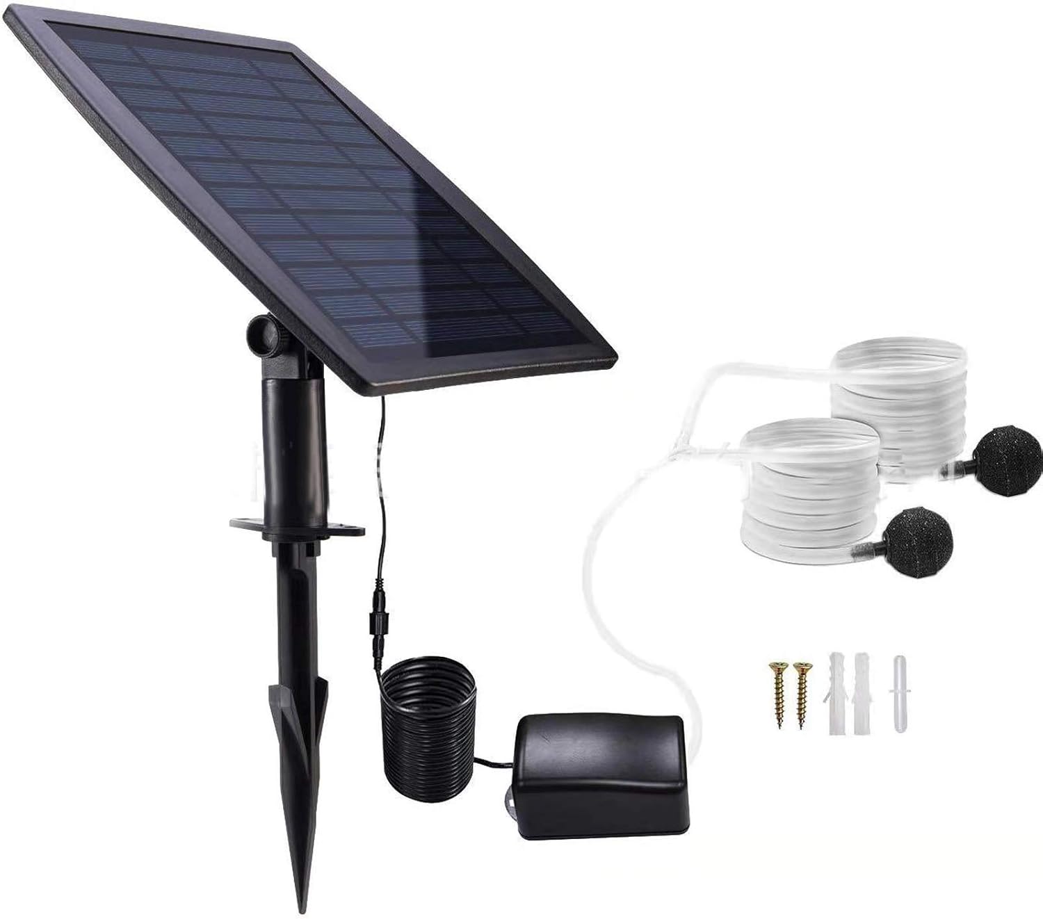 Solarna pompa powietrza, Solarna pompa napowietrzająca, 3 tryby pracy, na zewnątrz, staw, oczko wodne, ogród, pompa tlenu