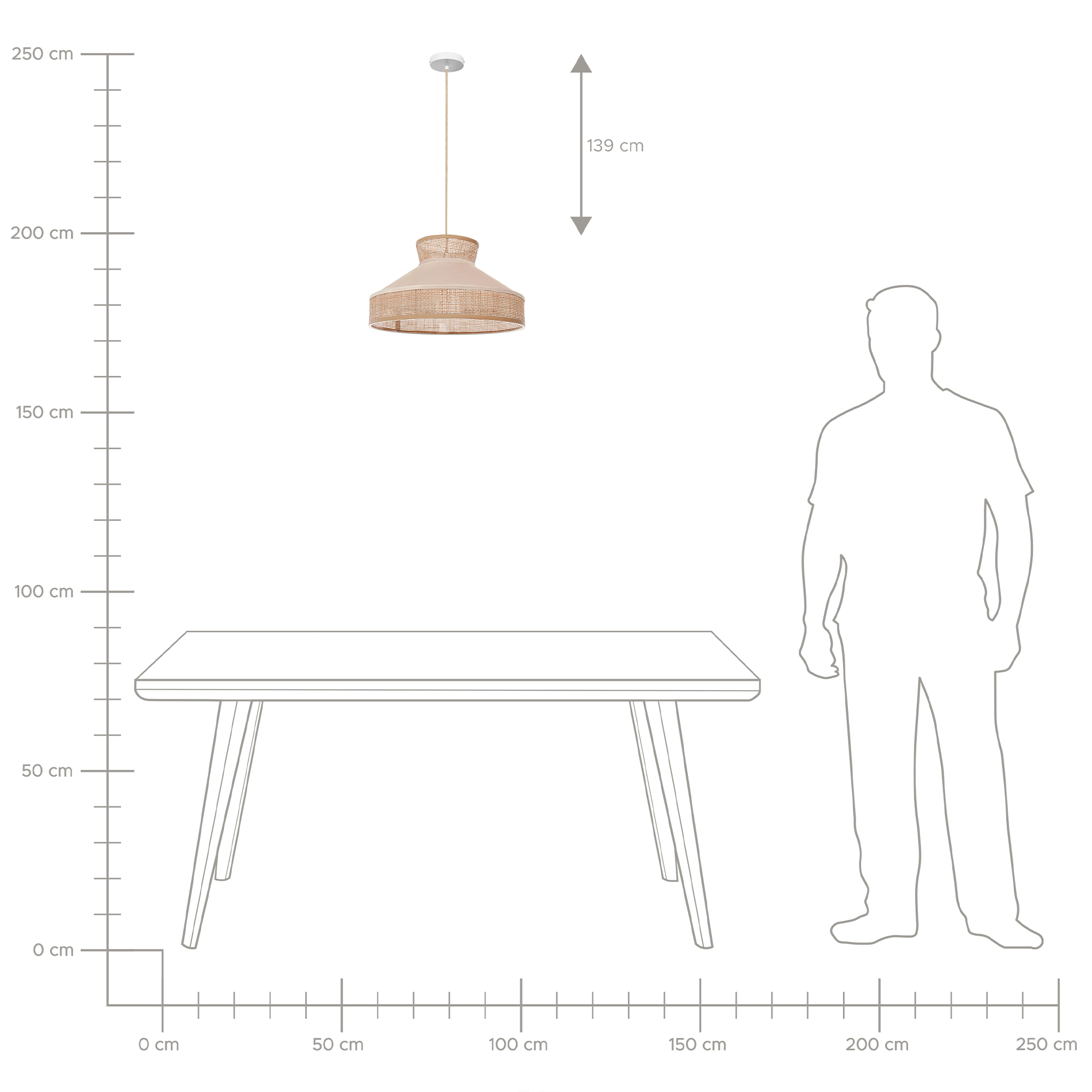 Lampe suspension BATALI Rotin Beige - 7