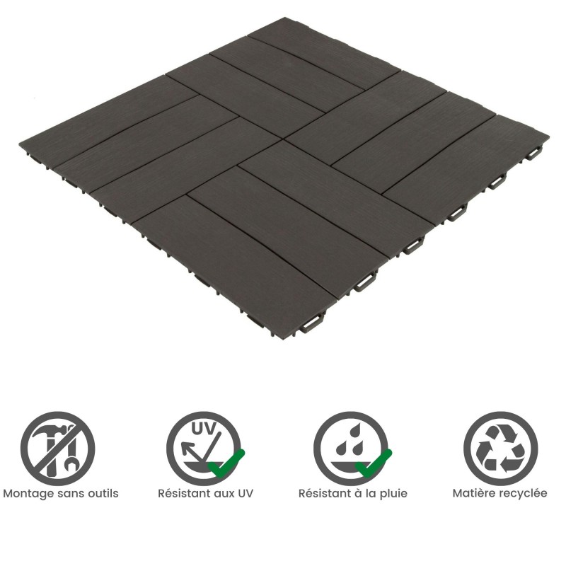 Dalle clipsable jardin finition bois 